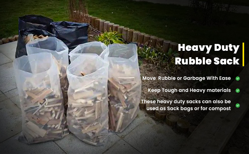 Venuscello® Rubble Sacks Heavy Duty Clear Refuse Builders Bags 36 in