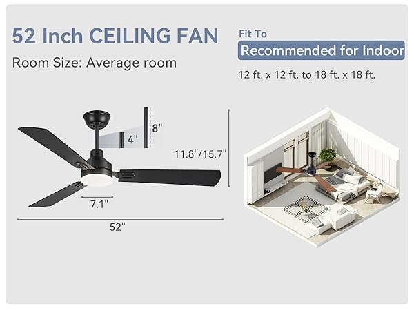 Amazon.com: ZMISHIBO 2 Pack 52 Inch Ceiling Fan with Light