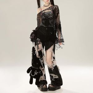 スペシャル　レア　ウールリッチ　ダメージニット　グランジ　y2k Amazon.co.jp: スパイダーニット y2k グランジ メッシュニット