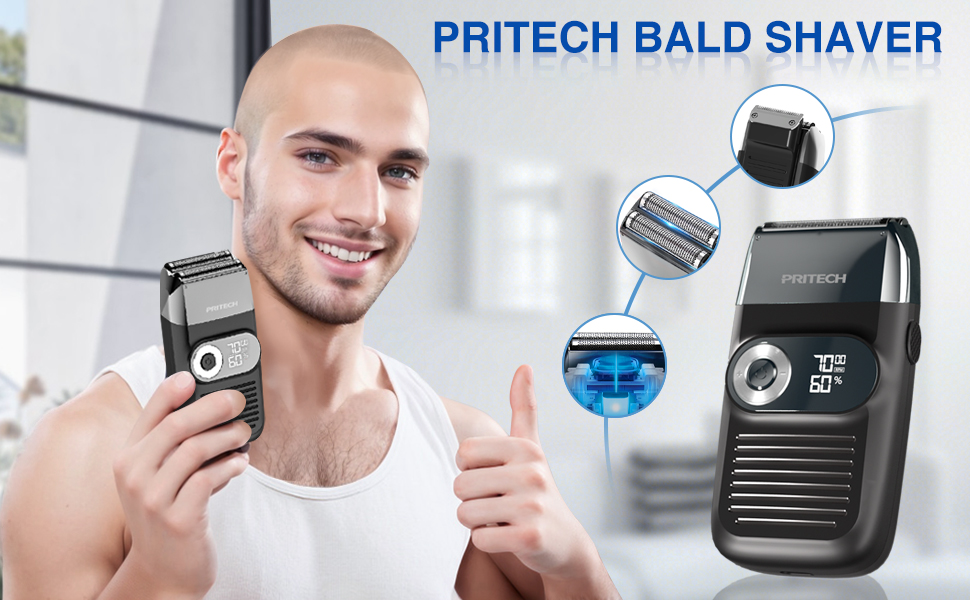 PRITECH Electric Foil and Bald Shavers 2 in 1 Double Shaver for Men