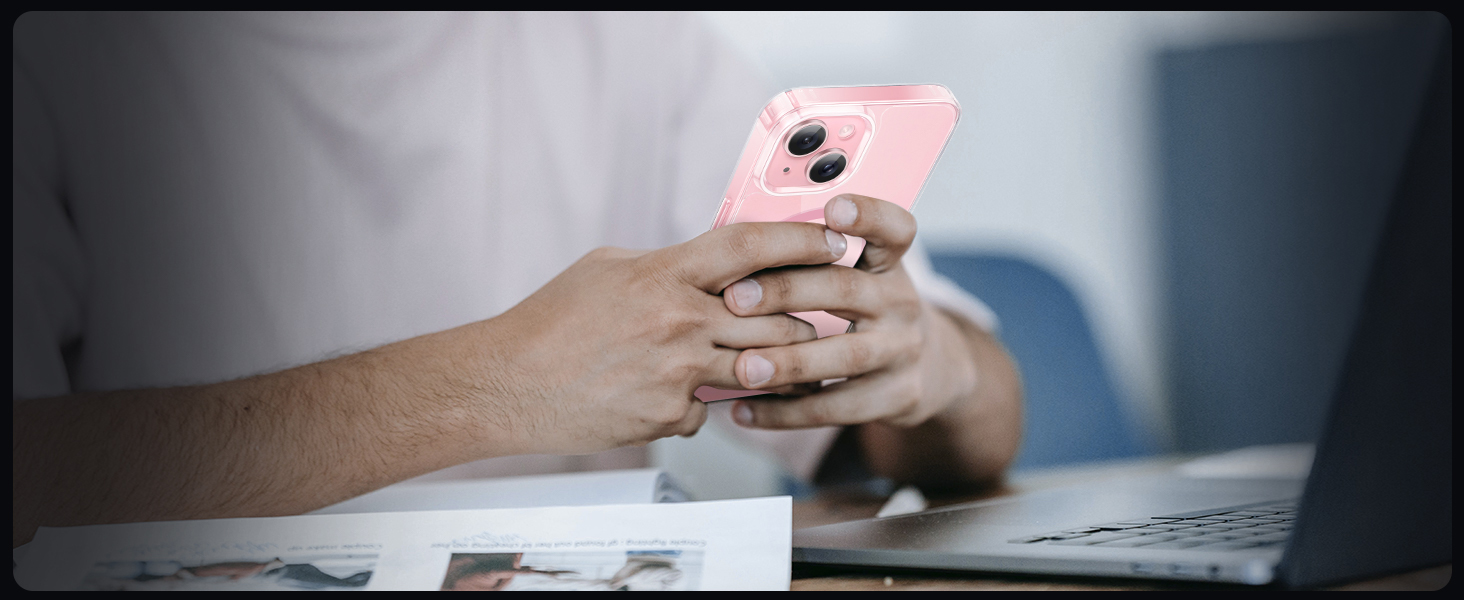 FNTCASE for iPhone 15 Phone Case: Defender Magnetic Clear Case Anti Yellowing Drop Protection Robust Shockproof Cell Phone Cover for iPhone 15 Case 6.1 Inch Pink Clear 16 1