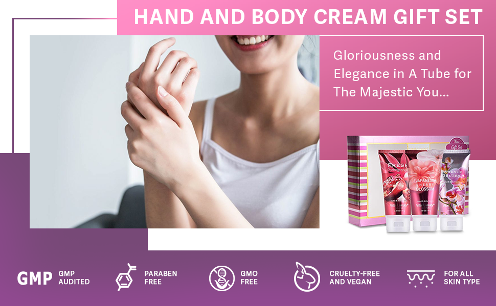 Vital Luxury Hand & Body Cream 3-Pack Gift Set – Natural Body Lotion for Long-Lasting Moisture Ideal