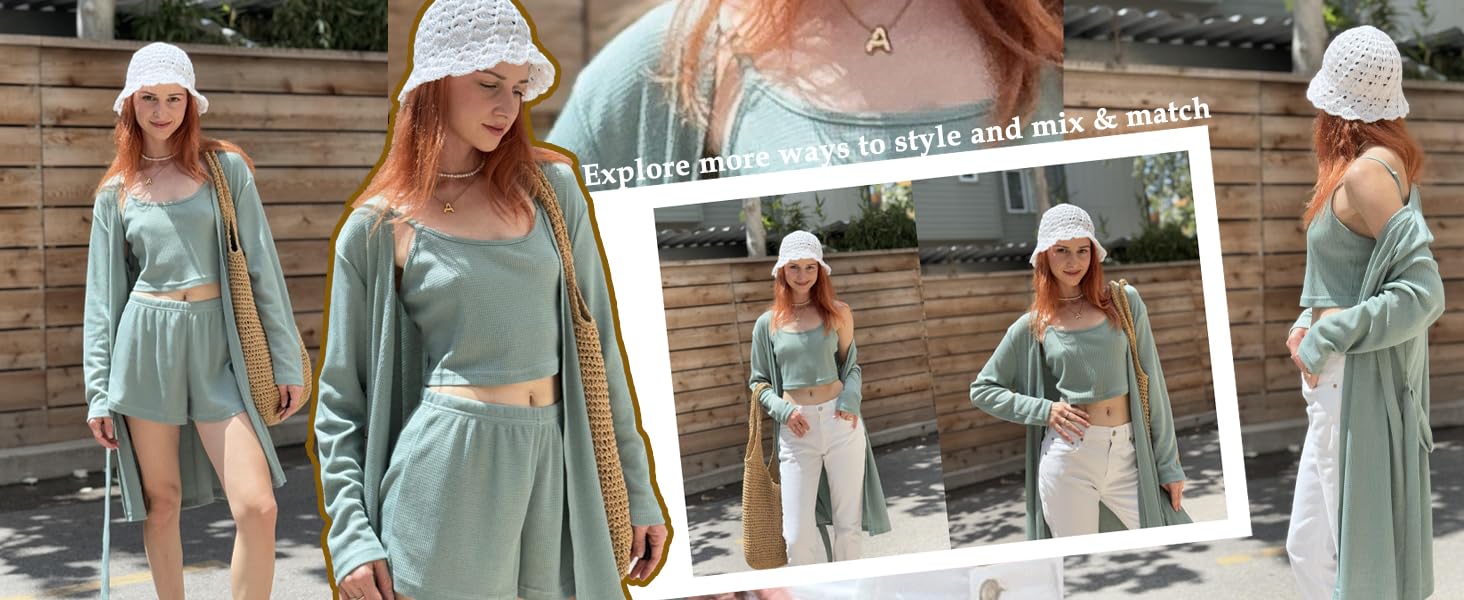 womens 3 piece lounge set casual outfits loungewear