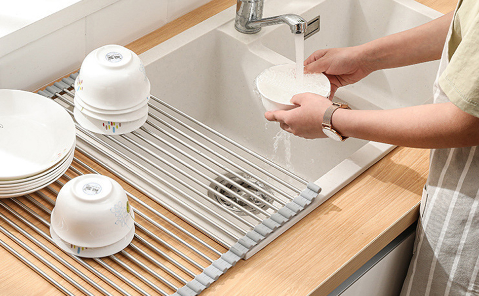 MGahyi Roll Up Dish Drying Rack, Over The Sink Drying Rack