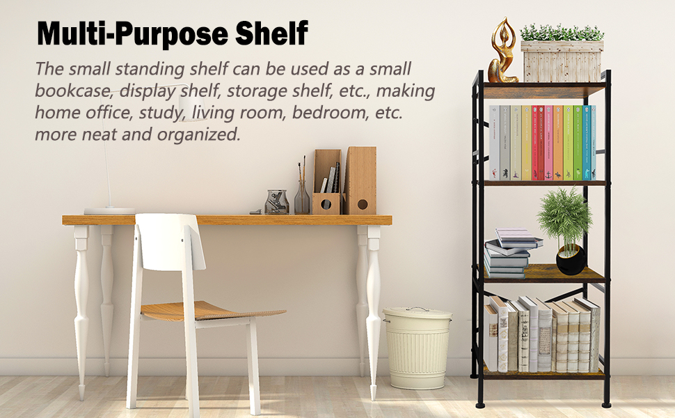 GIOTORENT 4 Tier Book Shelf, Small Bookshelf Storage Organizer