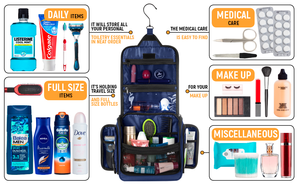 Premium Hanging Travel Toiletry Bag for Men and Women Large Toiletry Organizer Waterproof