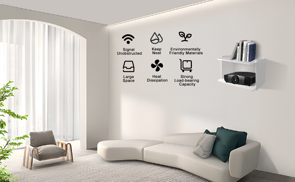 Projector Wall Mount Shelf, Upgraded Projector Shelf for Wall Heat