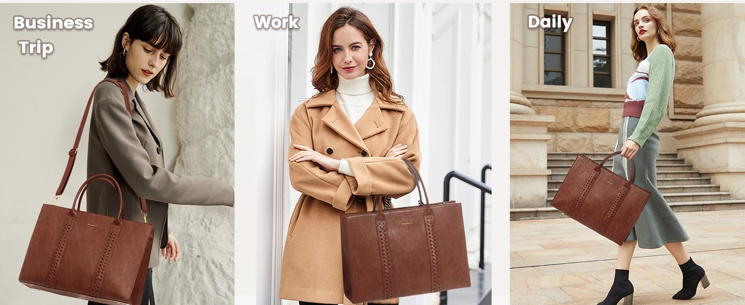 3063 Laptop Bag for Women Leather Work Bags Laptop Tote Bag Waterproof Computer Bag Briefcase