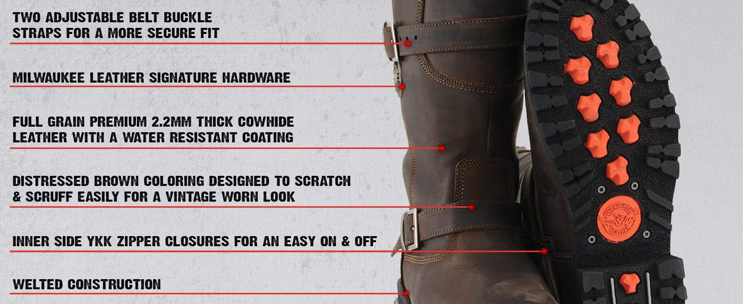 Milwaukee Leather Boots Motorcycle Riding Smart Mask Climate Control Water Resistant Mens Shoes