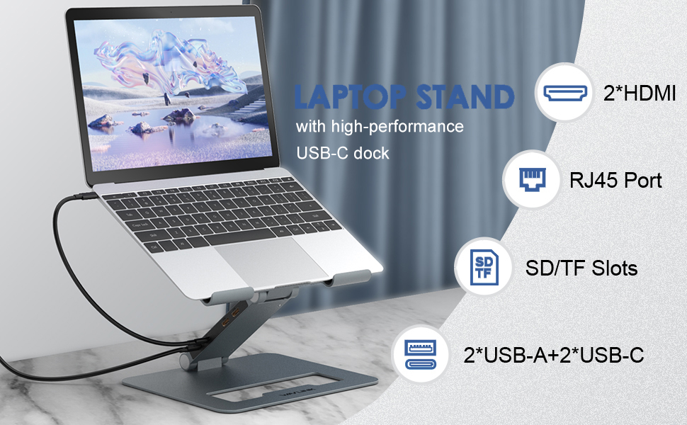 WAVLINK USB C Hub/Docking Station Laptop Stand USB C to Dual HDMI