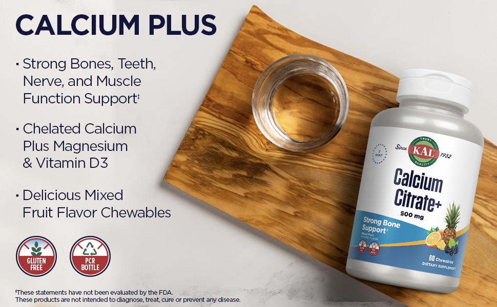 KAL Calcium Citrate Strong Bones, Teeth, Nerve Function, Muscle Contraction