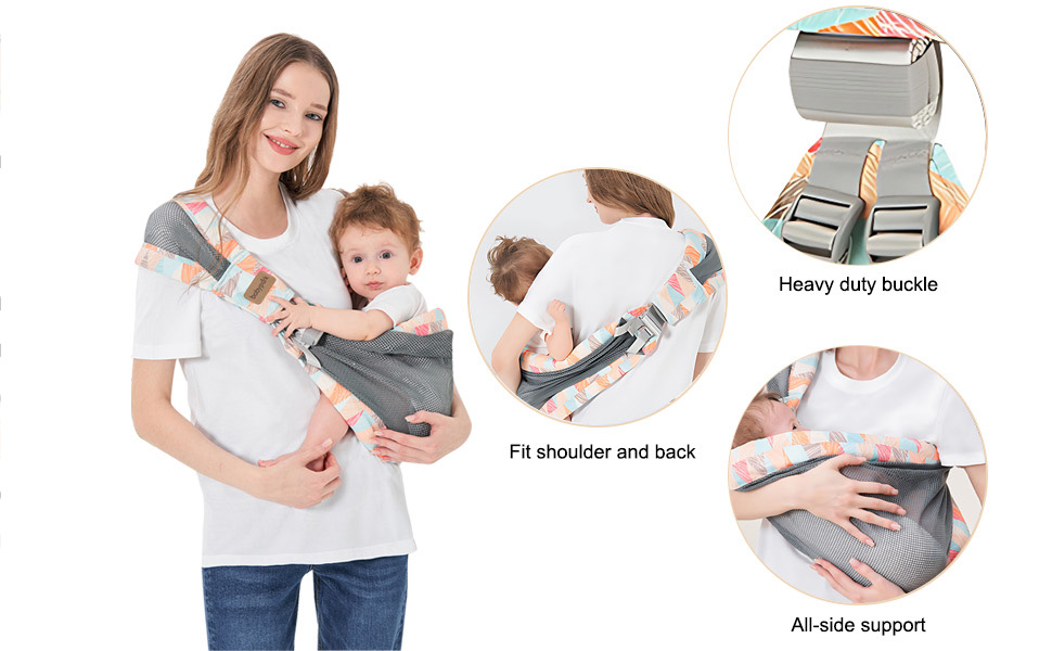 Baby Slings, Adjustable Baby Carrier on the Side, 3D Mesh Carry Bag