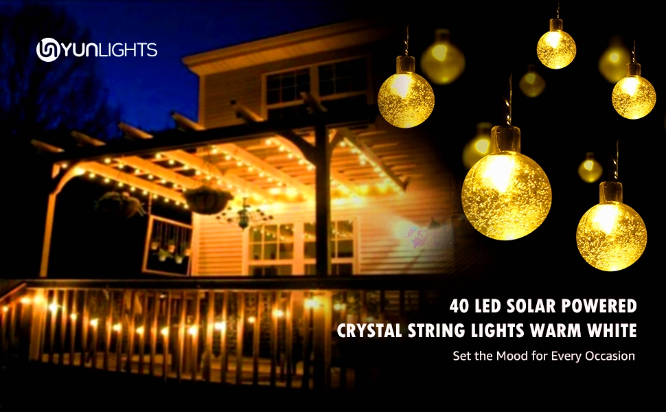 YUNLIGHTS Solar String Lights Indoor Outdoor, 19.7ft 40 LED Solar