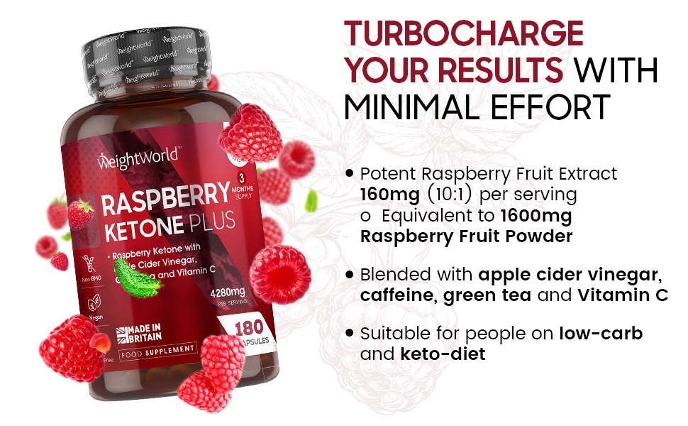 Raspberry Ketone Plus 4280mg 180 Vegan Capsules (3 Month Supply