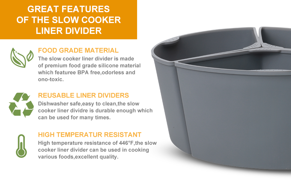 Silicone Slow Cooker Liners Fit for Crockpot 6 Quart, 3 In