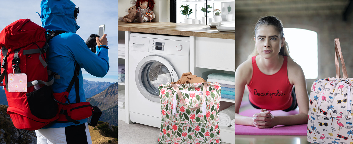 SANFERGE 2 Pack Expandable Travel Laundry Bag