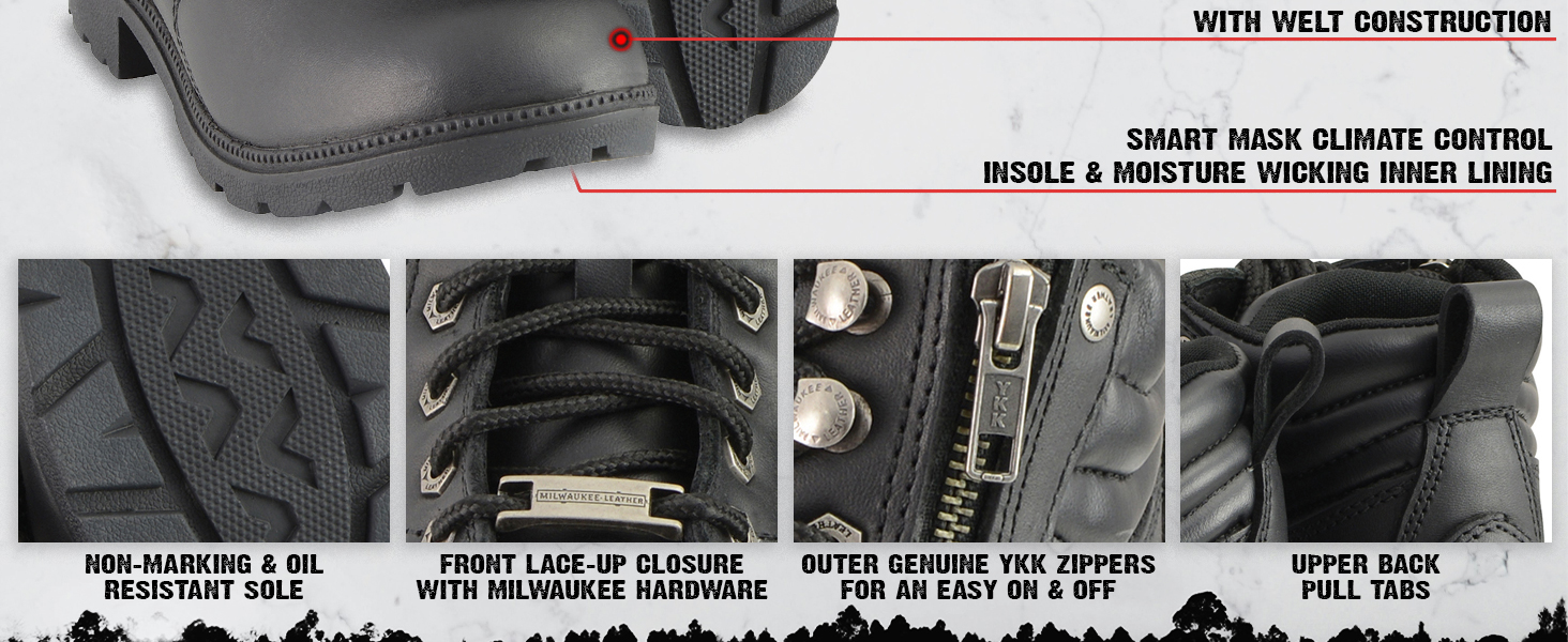 milwaukee leather boots girls woman womens biker motorcycle shoes water proof resistant