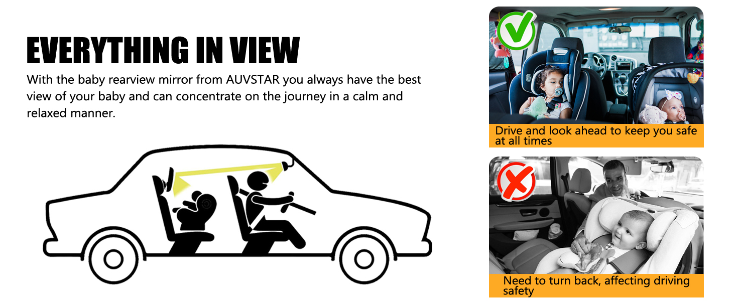 Rückspiegel Baby Auto mit Metall Clip