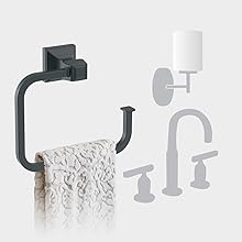 Black farmhouse Wall mounted small hand towel holder bar rack for kitchen and bathroom