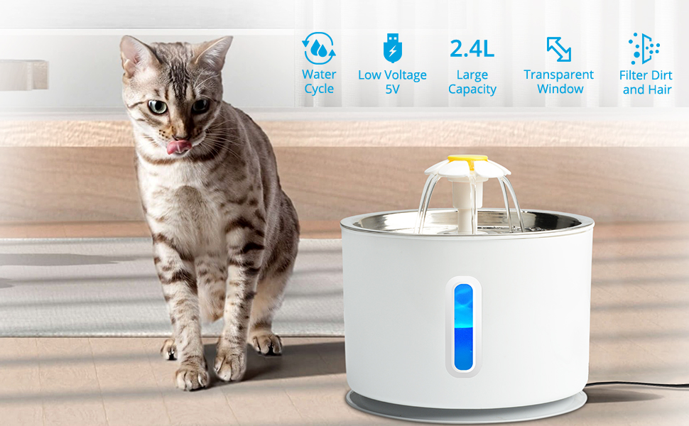 NICREW Cat Water Fountain, Pet Drinking Fountain for Small Dogs, Cat