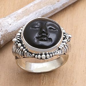 NOVICA Handmade Ebony Wood and Silver Cocktail  Rings for women jewelry fashion accessory gifts her