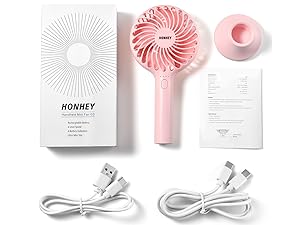 HonHey portable fan handheld fan rechargeable fan hand held fan personal fan with adjustable speeds