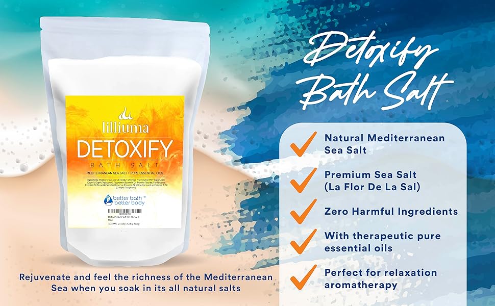 Detoxify Bath Salt 24 Oz Mediterranean Sea Salt with