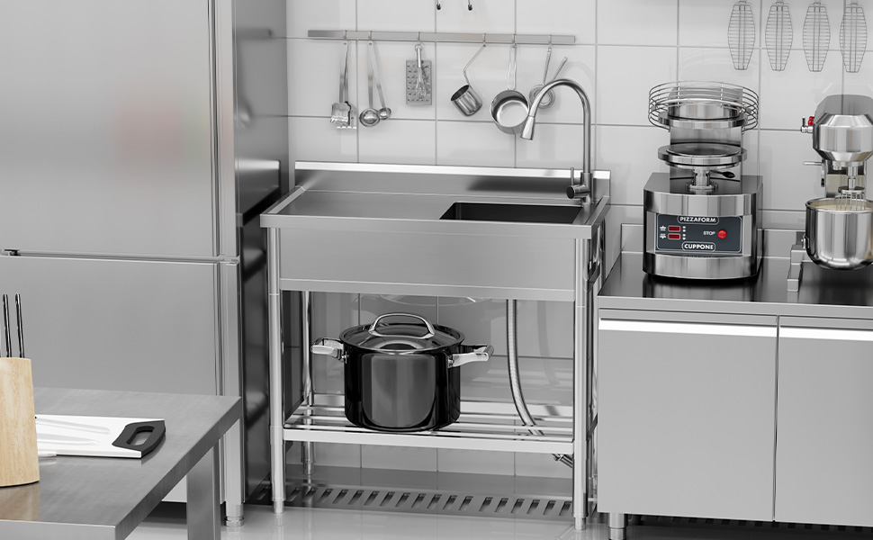 食器 Y Y Y GarveeTech Freestanding Single Bowl Sink, NSF Commercial