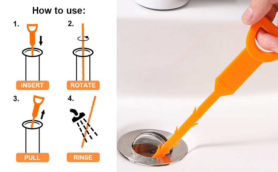 Drain Clog Remover Drain Snake Hair Cleaner 6 Pack 25 Inch Cleaning