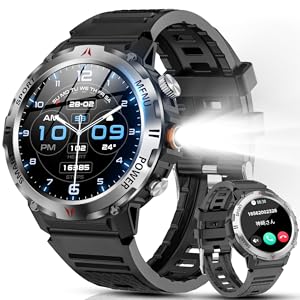 Amazon | スマートウォッチ 軍用規格 懐中電灯 Bluetooth5.3通話 LINE