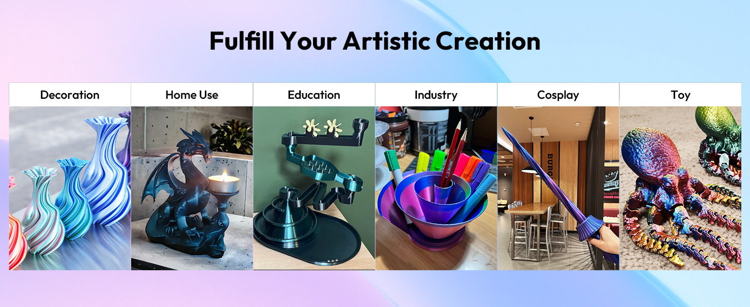 AMOLEN Silk PLA 3D Printer Filament, Dual Color PLA 1.75mm Shiny Color Change Filament