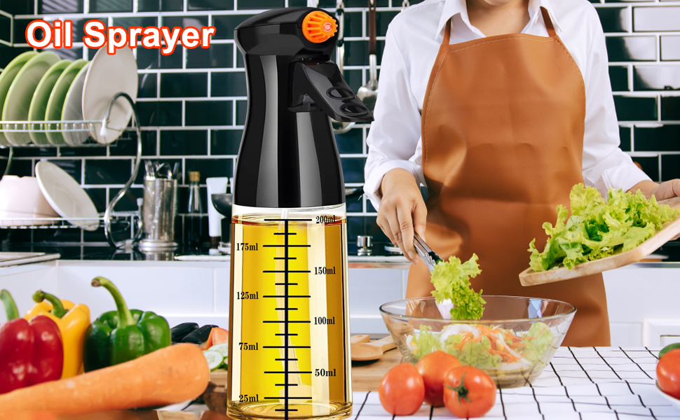 Oil Sprayer for Cooking, 200ml Glass Olive Oil Sprayer Mister, Olive Oil Spray