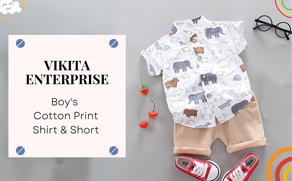 Boys Cotton Printed Shirt & Short