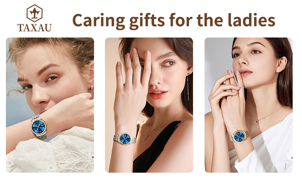 Taxau Womens Watch with Stainless Steel Strap - Quartz Analog Wrist Watch Waterproof - Fashion Ladies Dress Watches for Ladies 12 watches for ladies