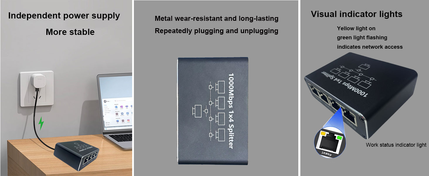 Ethernet Splitter 1 to 4 1000Mbps