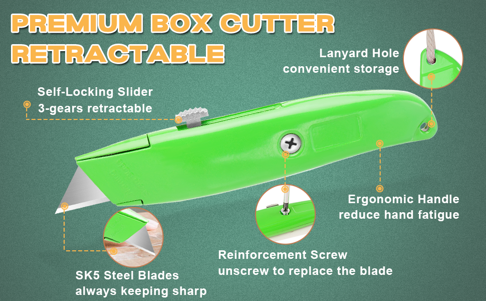 TIFICAL 4Pack Box Cutter, Aluminum Alloy Handle Utility Knife, Box