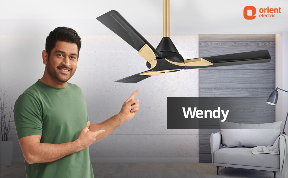 Orient Electric WENDY 48" CEILING FAN, (BLACK) WITH REMOTE 1200 mm Anti