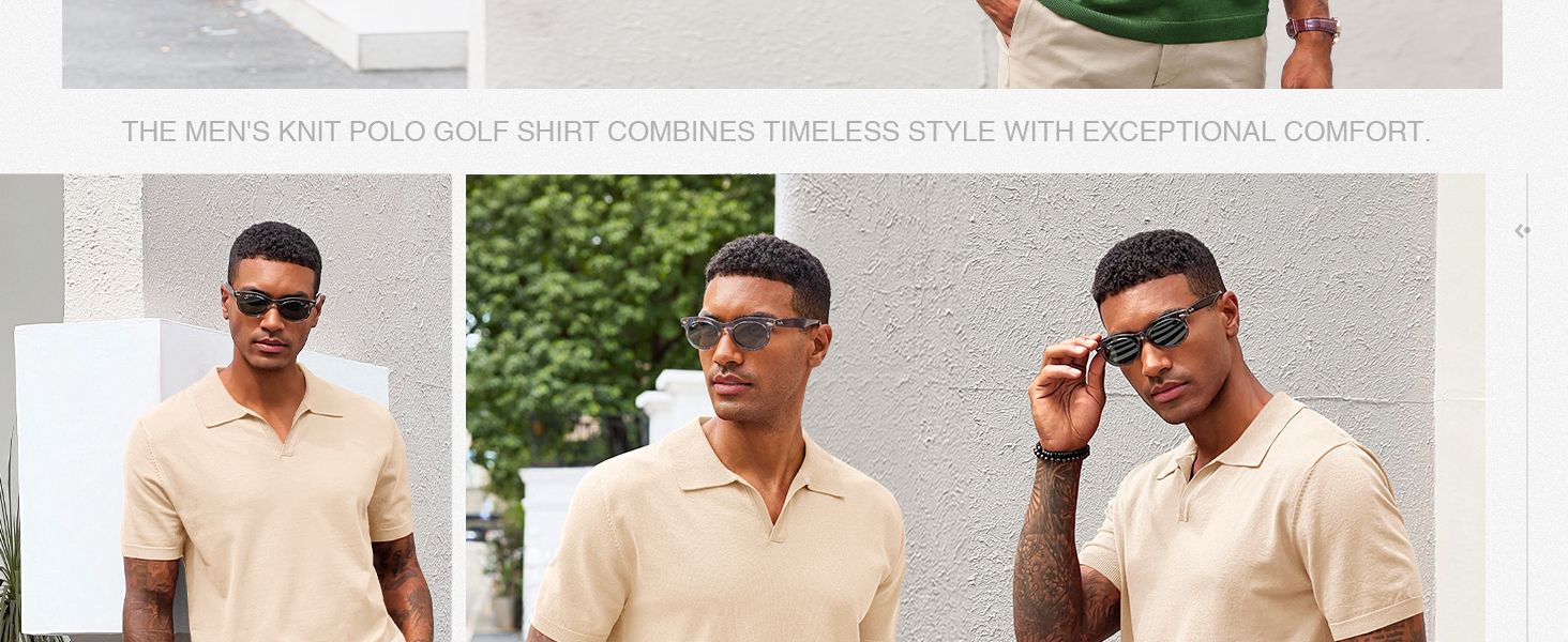 Men&#39;s V Neck Polo Shirts Short Sleeve Muscle Gym Knitted Golf Shirts Casual Slim Fit Tops