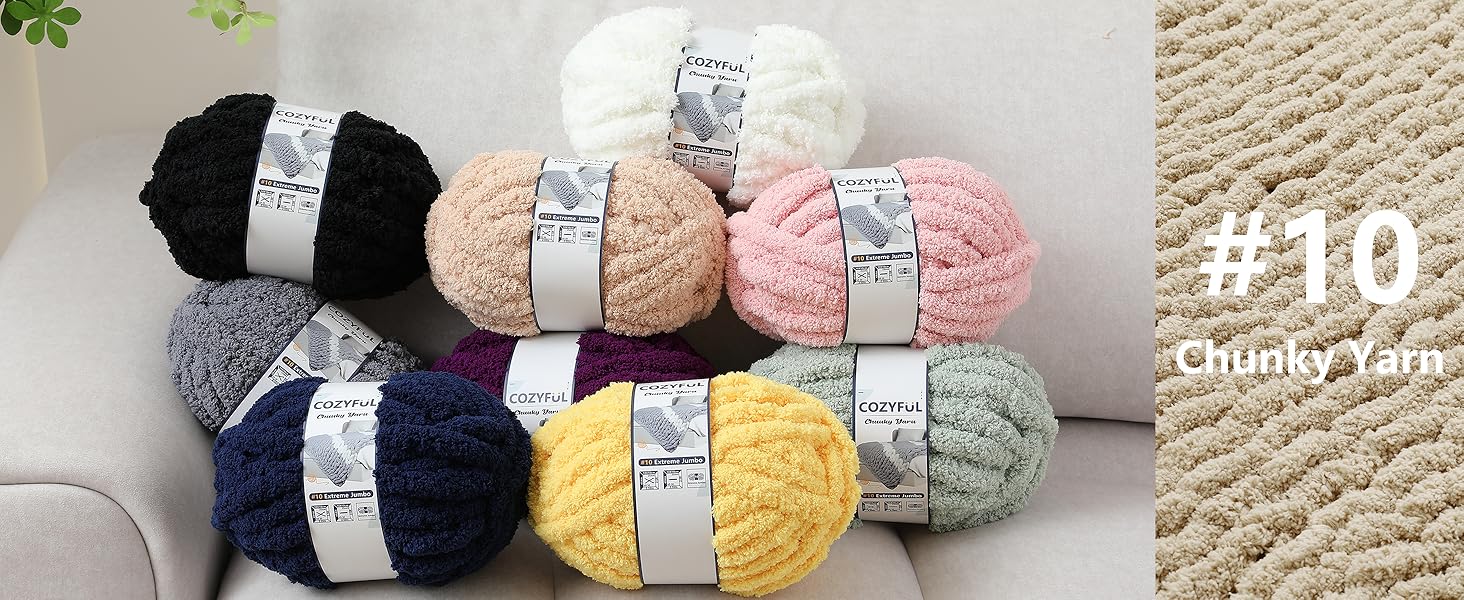 Cozyful #10 Chunky Yarn for Hand Knitting, Super Bulky Knit Blanket Yarns, 8 Skein Khaki
Jumbo Big Thick Chunky Yarns fo E18d24c0 F1aa 40e0 A32e 18ed3d714469. CR0,0,2928,1200 PT0 SX1464 V1