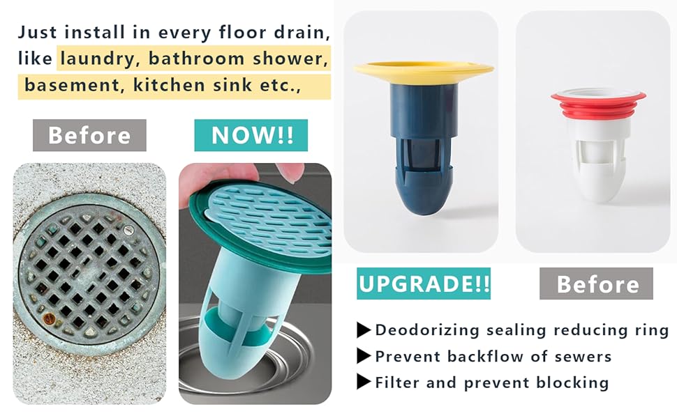 Shower Floor Drain Backflow Preventer Valve Sewer Core Drainage Insert