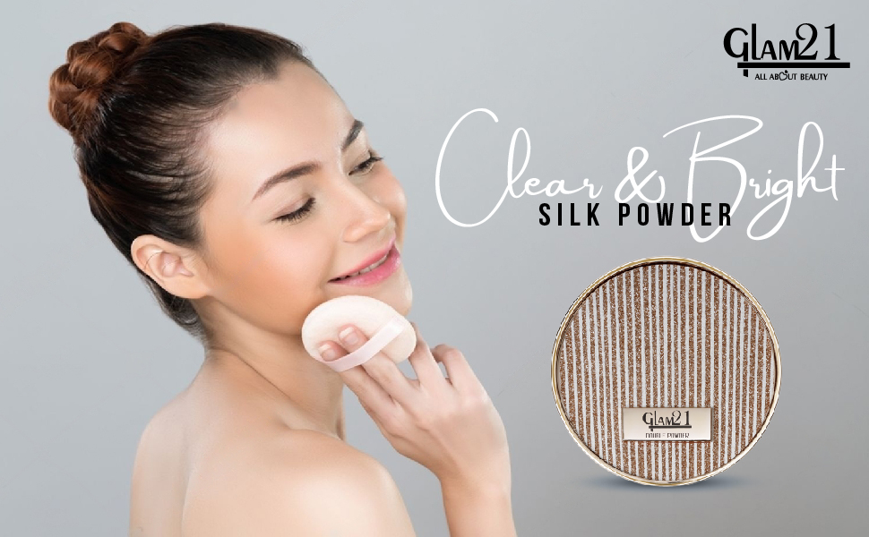 Glam21, Clear & Bright Silk, 2-in-1 Compact Powder