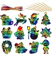 Mocoosy 48 Christmas Scratch Art Ornaments, Christmas Crafts Kits for Kids Rainbow Magic Scratch ...