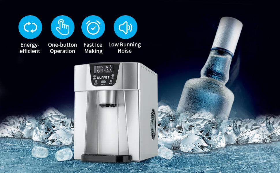 KUPPET 2 in 1 Countertop Ice Maker Water Dispenser, Ready