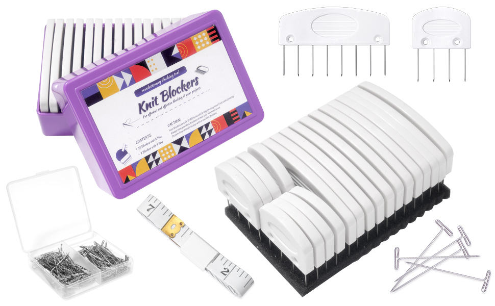 Uotey Knit Blocking Pins Kit, 20Pcs Knit Blockers Pins, 110