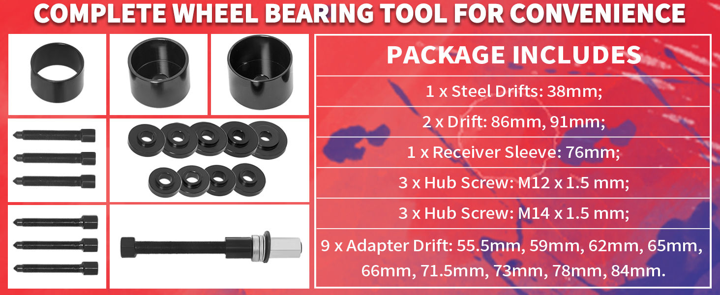 Bearing Press 19PCS Front Wheel Drive Bearing Removal Tool Wheel Bearing Press