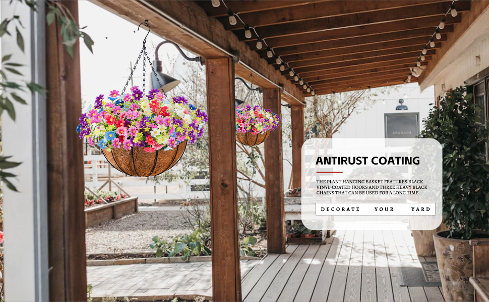 Artificial Hanging Baskets with Flowers 140 Flower Heads