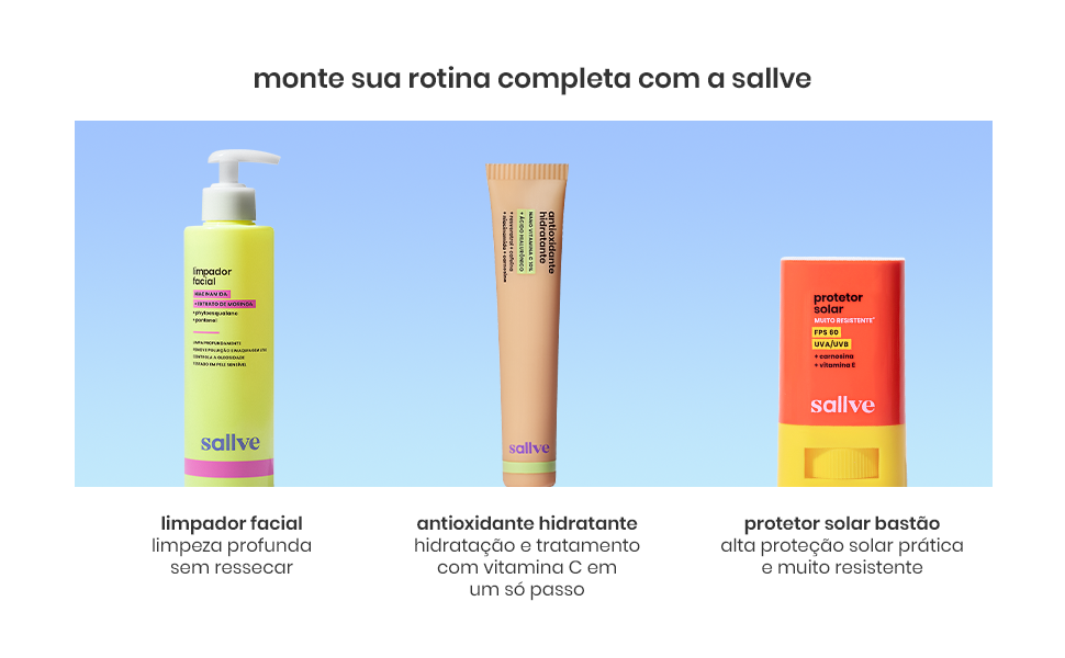 limpador facial, antioxidante hidratante vitamina C, protetor solar bastão