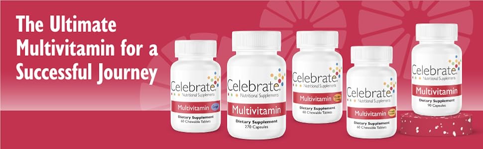 Celebrate Vitamins Bariatric Multivitamins product line, available in capsules and chewables