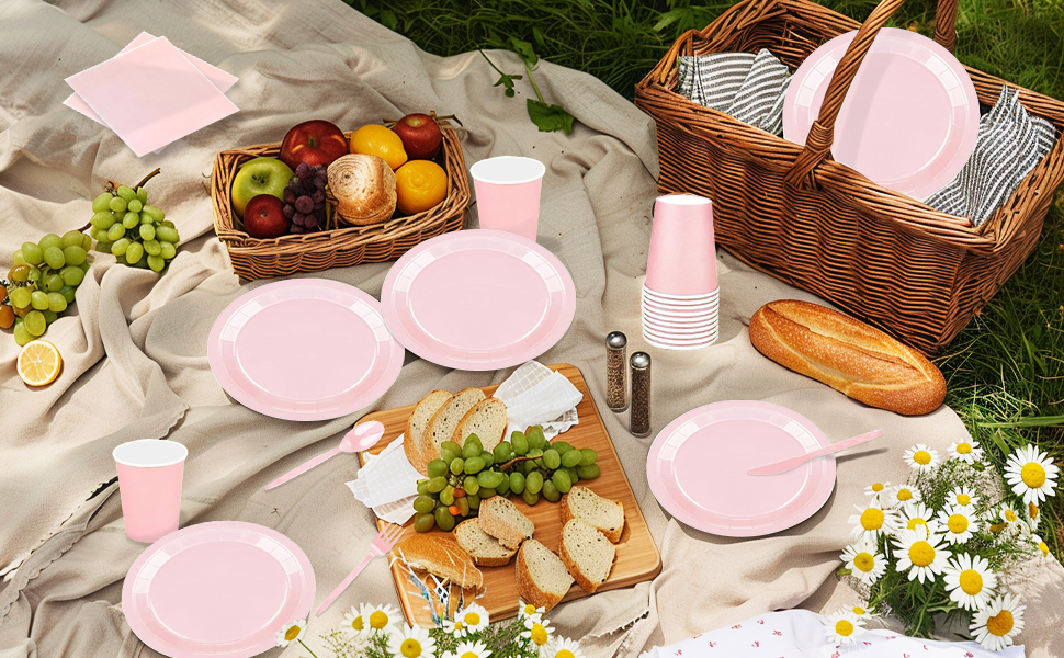 Pink party tableware set