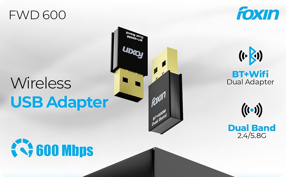 FOXIN WIRELESS USB BT+WiFi ADAPTER FWD 600B